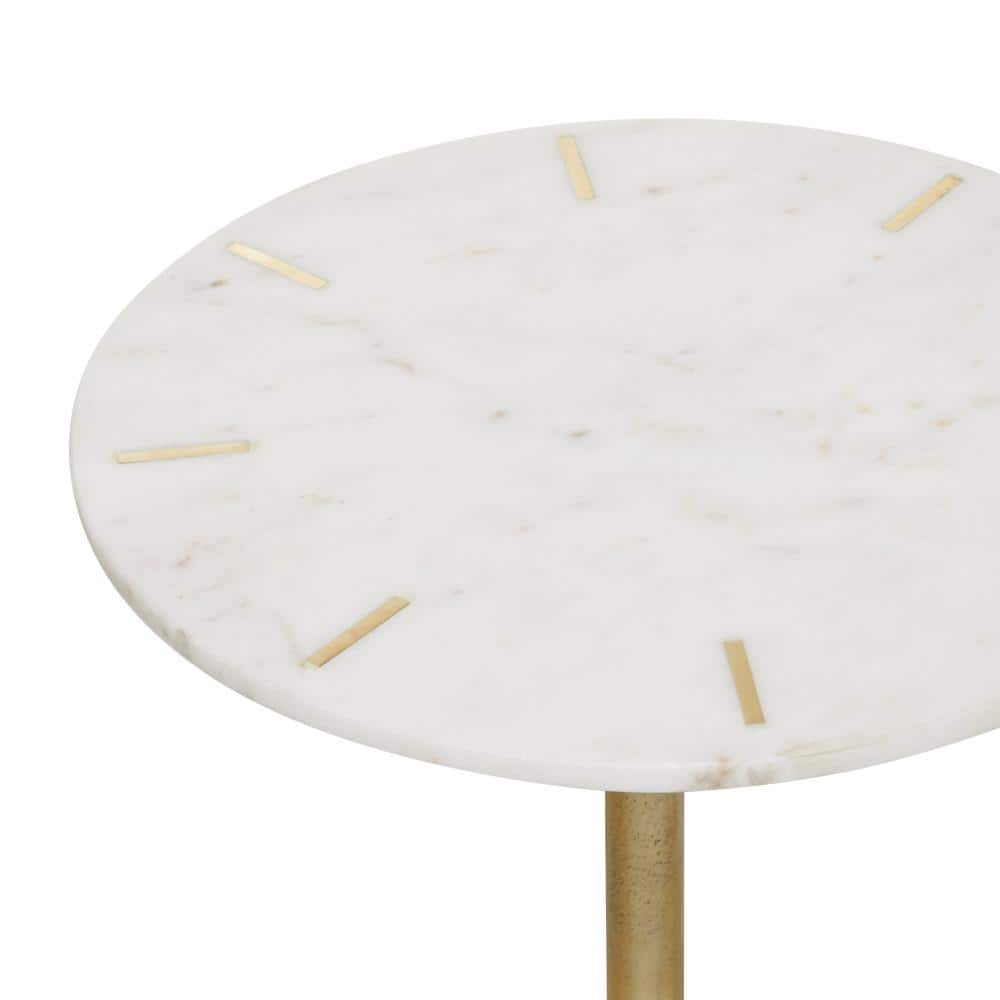 Elegant Round White Marble & Gold Metal Accent Table