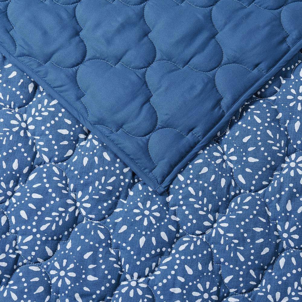 King Blue Organic Cotton Reversible Quilt Set