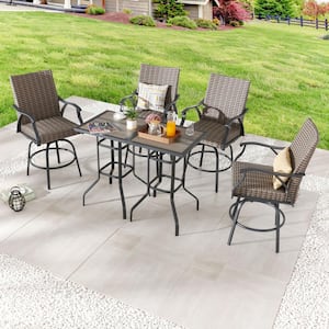 6-Piece Wicker Bar Height Outdoor Dining Set