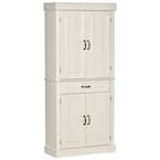 HOMCOM 71 in. White Freestanding Kitchen Pantry with 4-Doors, and 2 ...