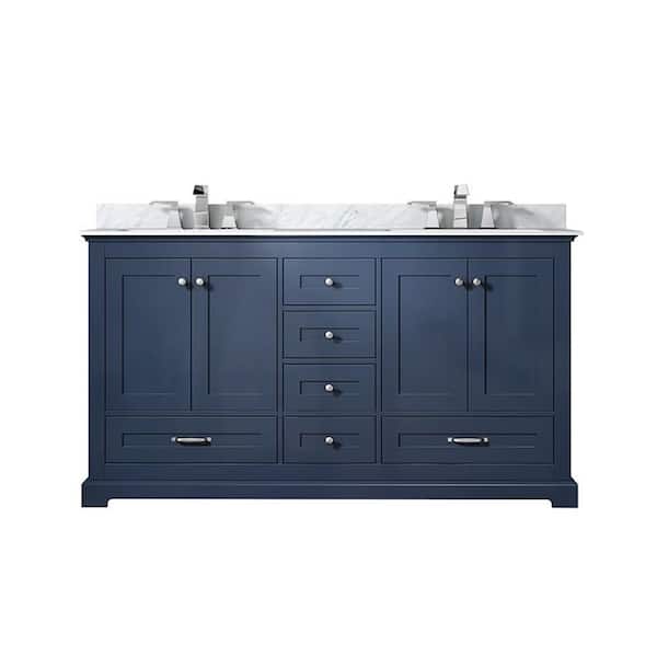Lexora Dukes 60 in. W x 22 in. D Navy Blue Double Bath Vanity with ...