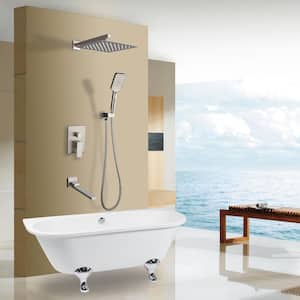 Modern Single-Handle 3-Spray Tub and Shower Faucet in Spot Resist Brushed Nickel (Valve Included)