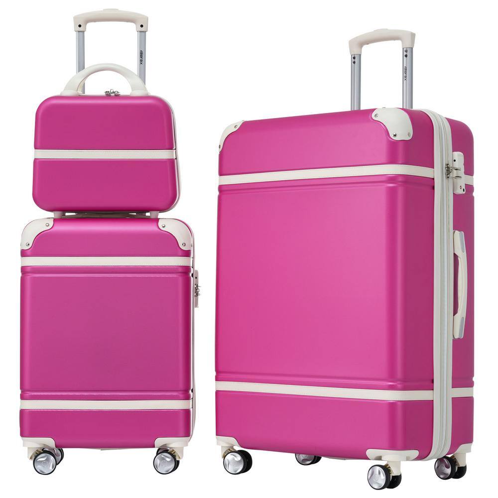 Merax Pink Lightweight 3-Piece Expandable ABS Hardshell Spinner 20 ...