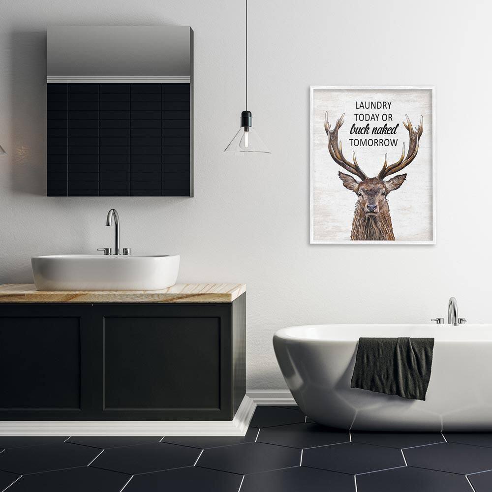 Buck Naked Tomorrow Funny Laundry by Lettered and Lined White Framed Typography Giclee Art Print 30 in. x 24 in. price history on PriceWatchPro