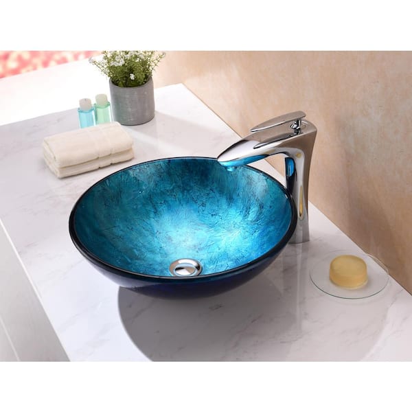 Arc Series Vessel Sink in Frosted Blue