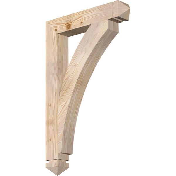 Ekena Millwork 3.5 in. x 34 in. x 22 in. Douglas Fir Thorton Arts and Crafts Smooth Bracket