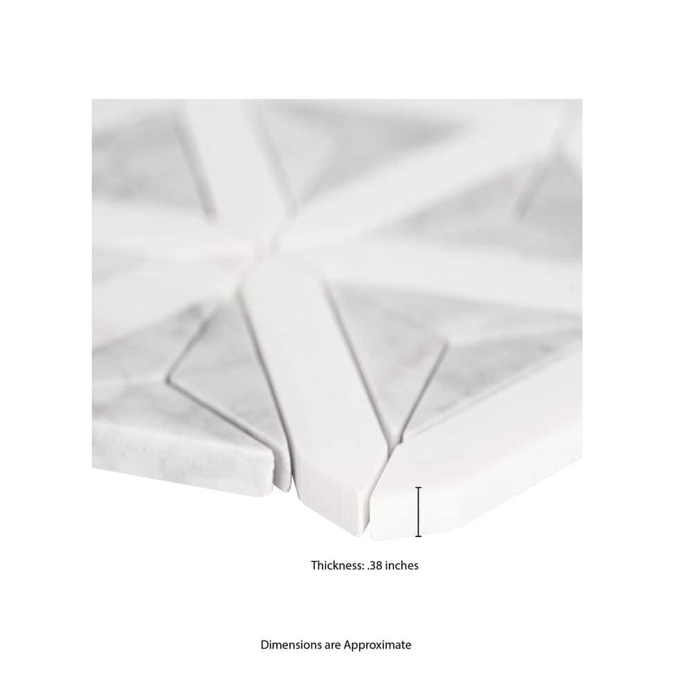 Carrara White Polished Marble 10x12 Geometric Mosaic Tile