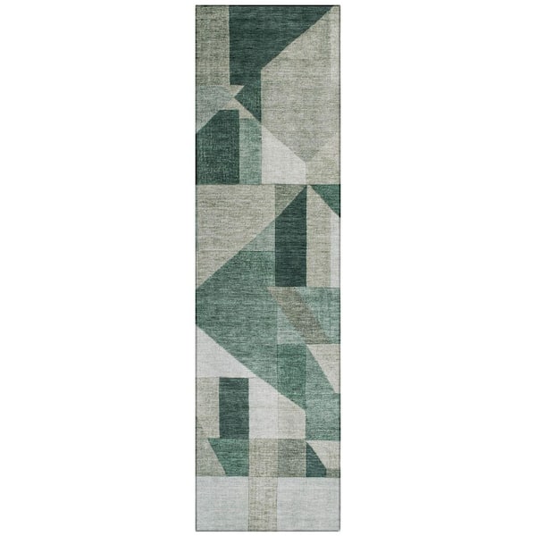 Chantille Machine Washable Indoor/Outdoor Abstract ACN2365 Basil 2 ft. x 7 ft. Runner Rug