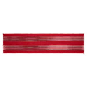 Arendal 12 in. W x 48 in. L Red White Stripe Cotton Polyester Table Runner