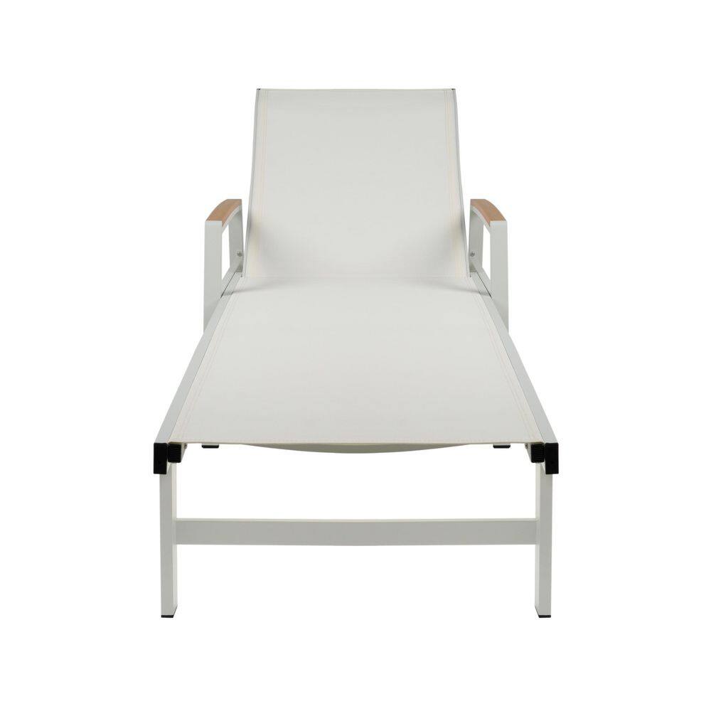 White Metal Adjustable Outdoor Chaise Lounge