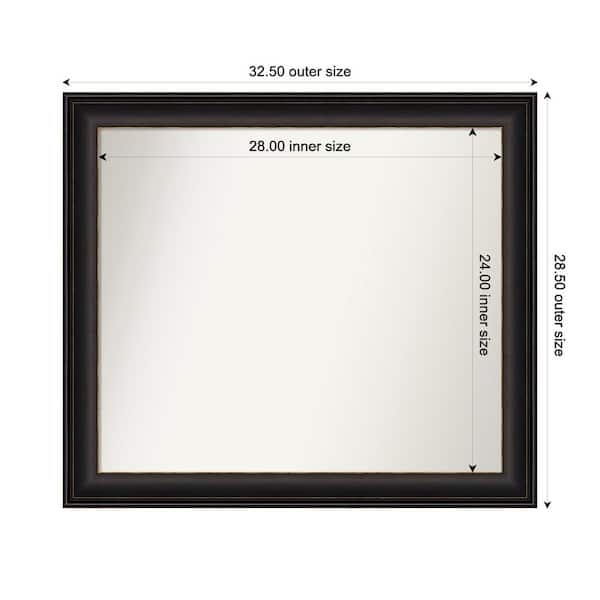 Amanti Art Trio Oil Rubbed Bronze 32.5 in. x 28.5 in. Custom Non-Beveled Recycled Polystyrene Framed Bathroom Vanity Wall Mirror