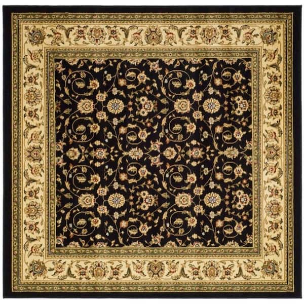 SAFAVIEH Lyndhurst Black/Ivory 6 ft. x 6 ft. Square Floral Speckled Area Rug
