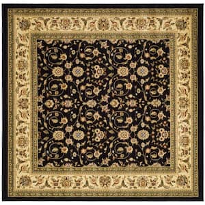 Lyndhurst Black/Ivory 8 ft. x 8 ft. Square Floral Speckled Area Rug