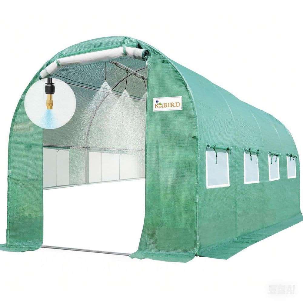 15 ft. x 6.6 ft. x 6.6 ft. Walk-in Heavy Duty Greenhouse for Outdoors W/Wat