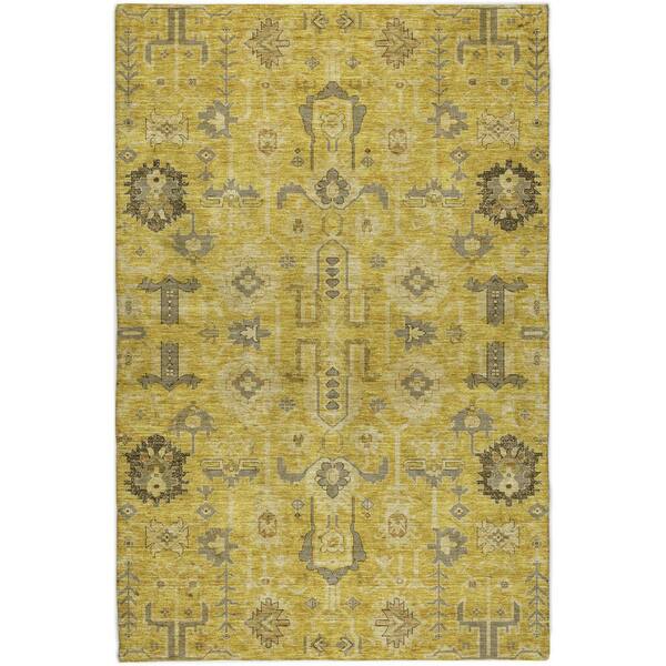 Dream Shag Premium Machine Washable Abstract ADS697 Gold 5 ft. x 7 ft. 6 in. Area Rug