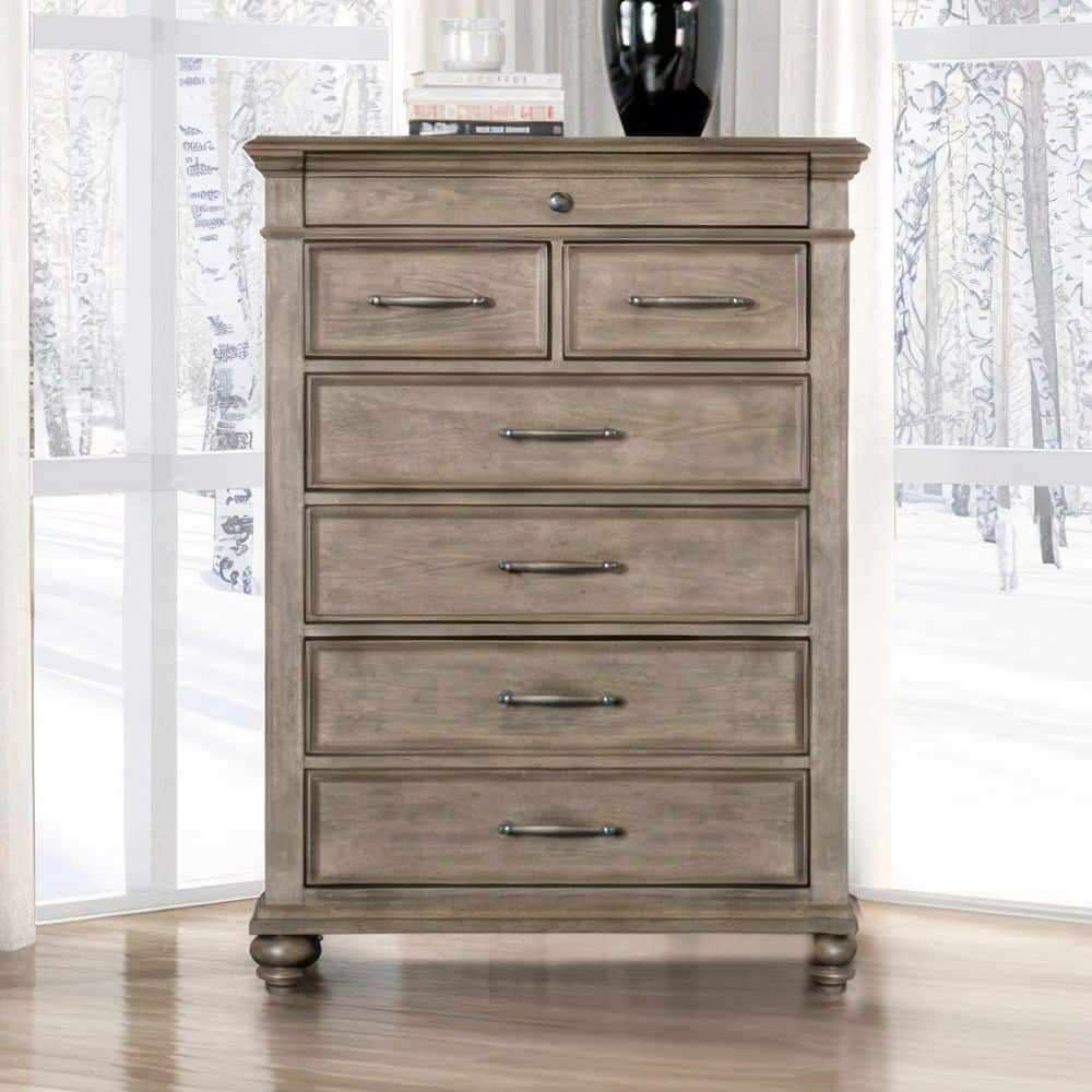 洋書 English Furniture Furniture of America Lander Aged Oak 7-Drawer 38 in. Chest