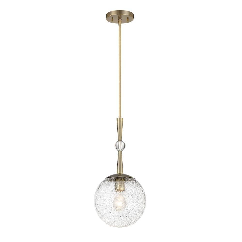 Mini Volcanic Glass & Aged Brass Indoor/Outdoor Pendant Light