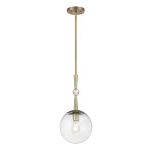 Populuxe 1-Light Oxidized Aged Brass Mini Pendant with Clear Volcanic Glass Shade