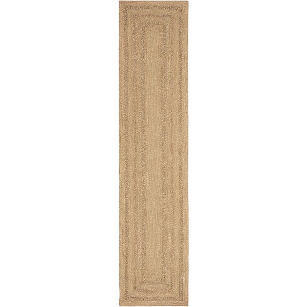 Natural Seagrass Natural 2 ft. x 8 ft. Solid Contemporary Runner Area Rug