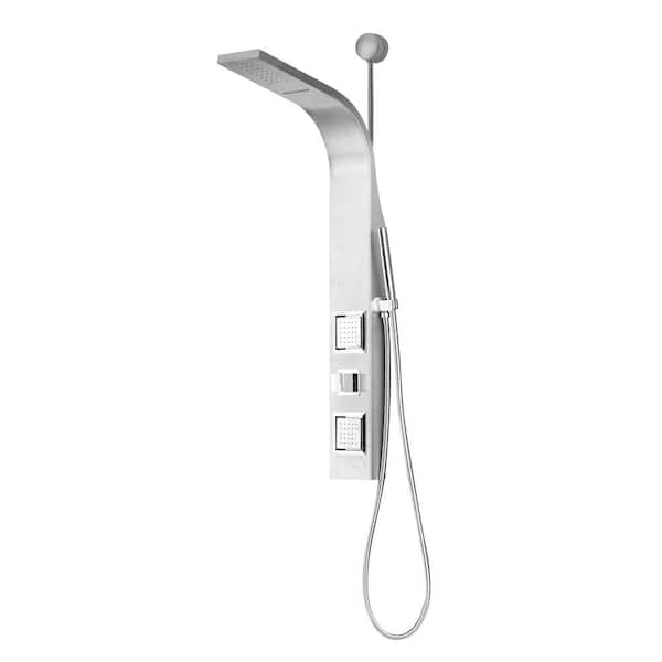 LUXIER EZ-Connect 41 in. 2-Jet Shower System Panel with Rainfall Waterfall Shower Head Hand Shower in Stainless Steel