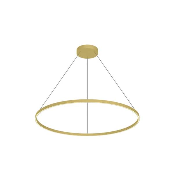 KUZCO Cerchio 48 in. 1 Light 100-Watt Brushed Gold Integrated LED Pendant Light