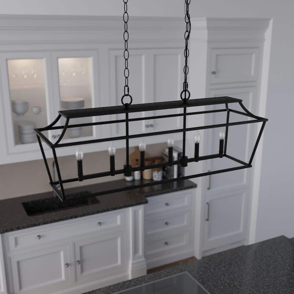 Laurel Ridge Natural Black Iron 6-Light Candle Chandelier