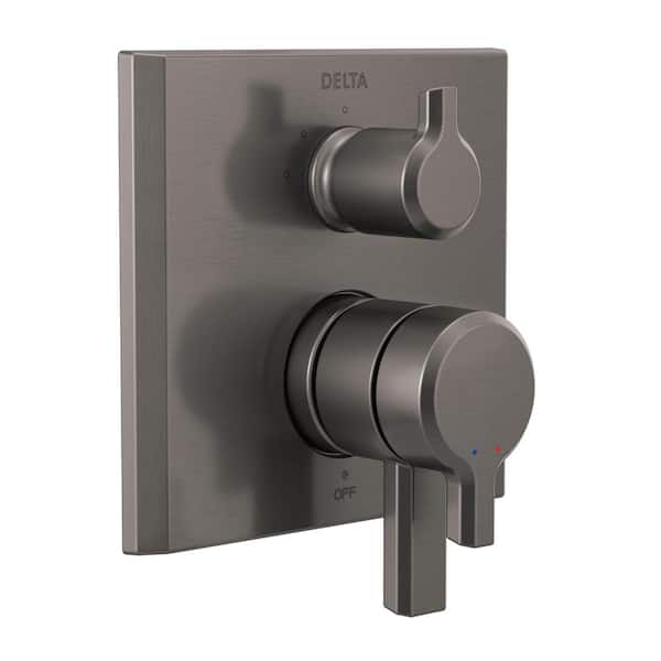 Pivotal 2-Handle Wall-Mount 3-Setting Integrated Diverter Trim Kit in Lumicoat Black Stainless (Valve Not Included)