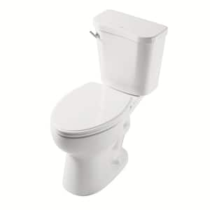 17 in. ADA 2-Piece Toilet White, Siphon Jet Single Flush 1.28 GPF, 12 in. Rough-In Elongated Bowl, Soft-Close Seat