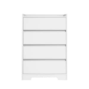 25.59 in. W x 15.75 in. D x 38.38 in. H White Linen Cabinet Living Room Sideboard Storage Cabinet Drawer Cabinet