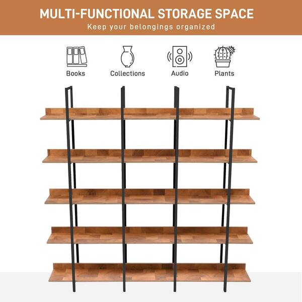 5-Shelf Storage Bookcase Modern Multi-functional Display Cabinet Furniture-Black