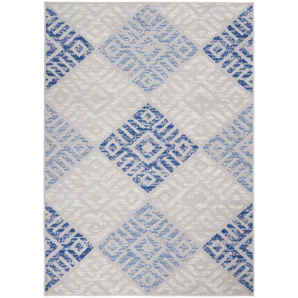 Tribal Geometric 5'x7' Gray Synthetic Reversible Area Rug