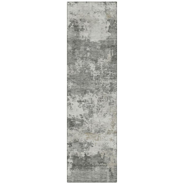Chantille Machine Washable Indoor/Outdoor Abstract ACN2366 Pewter 2 ft. x 7 ft. Runner Rug
