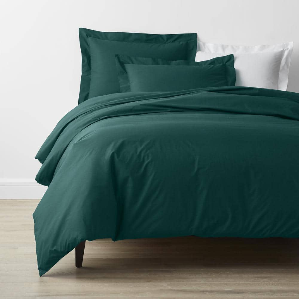 Company Cotton Hunter Green Twin Cotton Percale Duvet Cover -  The Company Store, 50652D-T-HNTRG