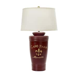 31 in. Red and Gold Ceramic Table Lamp Inspired by Paris