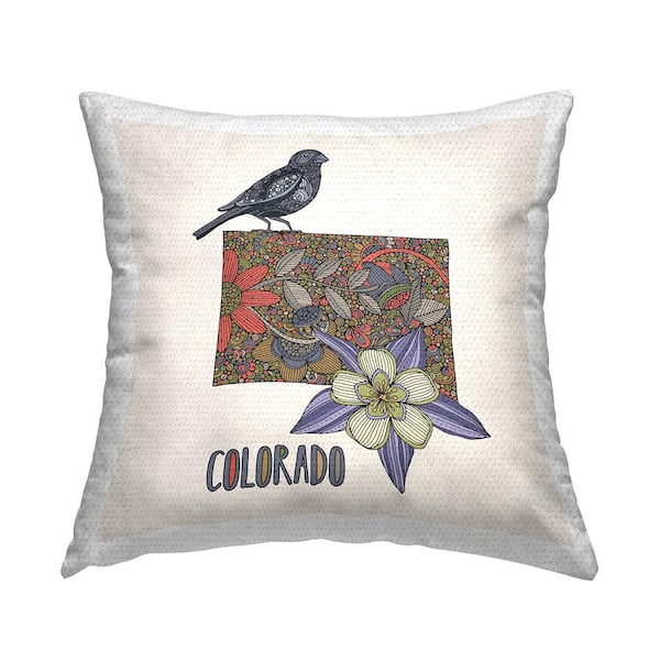 Colorado Columbine Flower Pattern Multi-Color Square Outdoor Throw Pillow