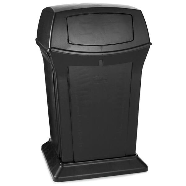 Rubbermaid Commercial Products Ranger 45 Gal. Black Decorative Outdoor Trash Can with Lid