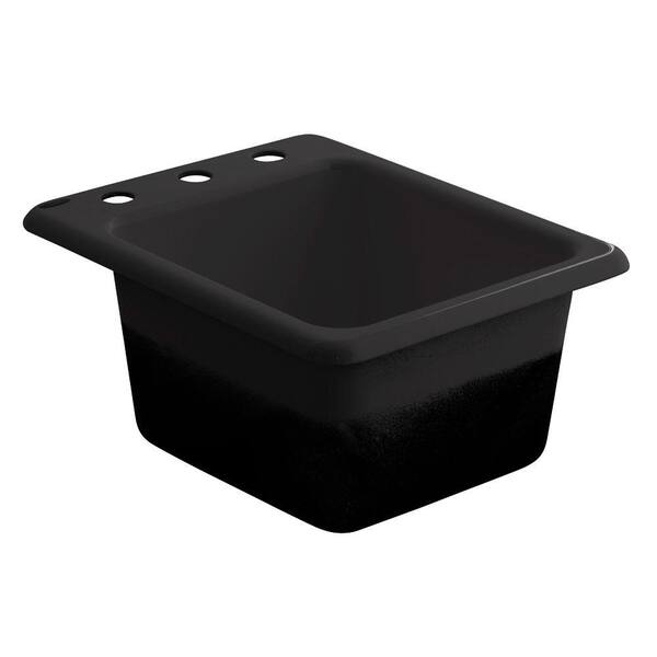American Standard Drop-In Cast Iron 16 in. 3-Hole Single Basin Island Sink Kit in Black