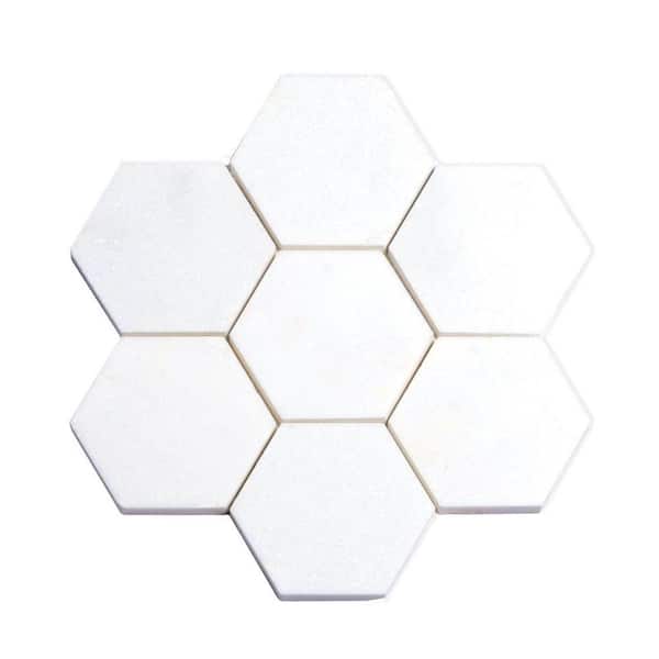 Nubes 10 in. x 11 in. Honed Pearl White Marble Mosaic Hexagon Wall and Floor Tile (3.75 sq. ft./case)-5 Pack