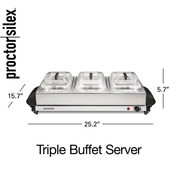6.6 Qt. Stainless Steel Buffet Server with 3-Crocks 6.6 Qt. Stainless Steel Buffet Server with 3-Crocks