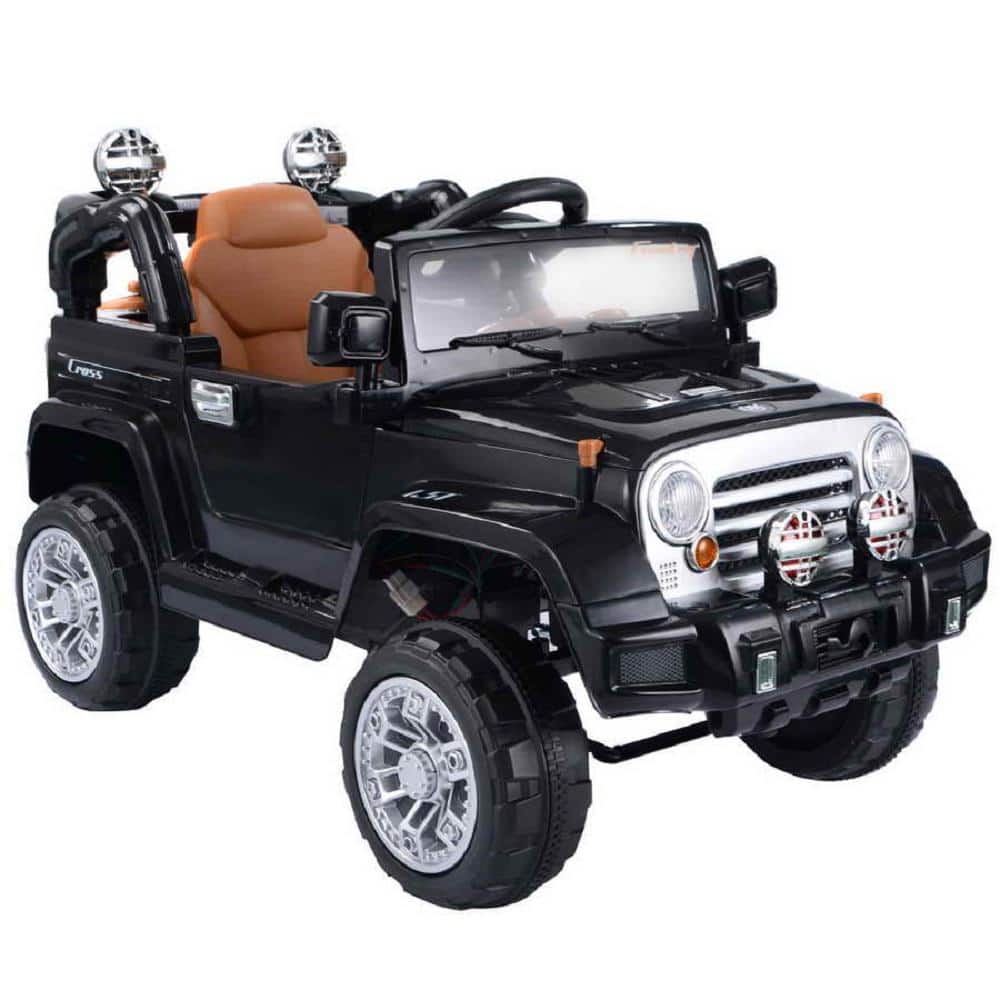 HONEY JOY 11 in. Black 12-Volt Electric Toy Car Kids Ride On Truck with RC Remote Control Lights Music MP3, Blacks -  TOPB001389