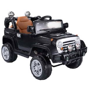 11 in. Black 12-Volt Electric Toy Car Kids Ride On Truck with RC Remote Control Lights Music MP3