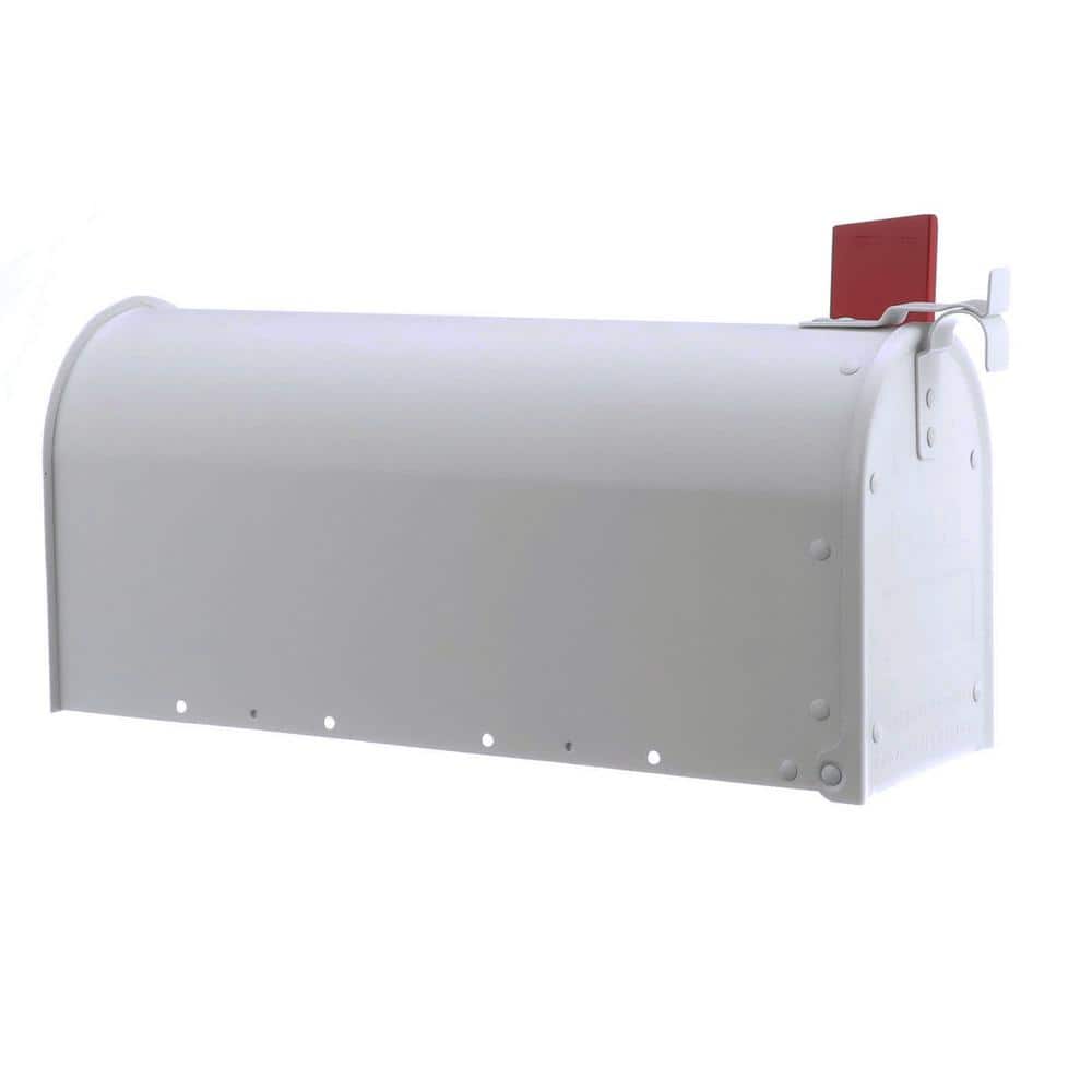 Medium White Aluminum Post Mount Mailbox