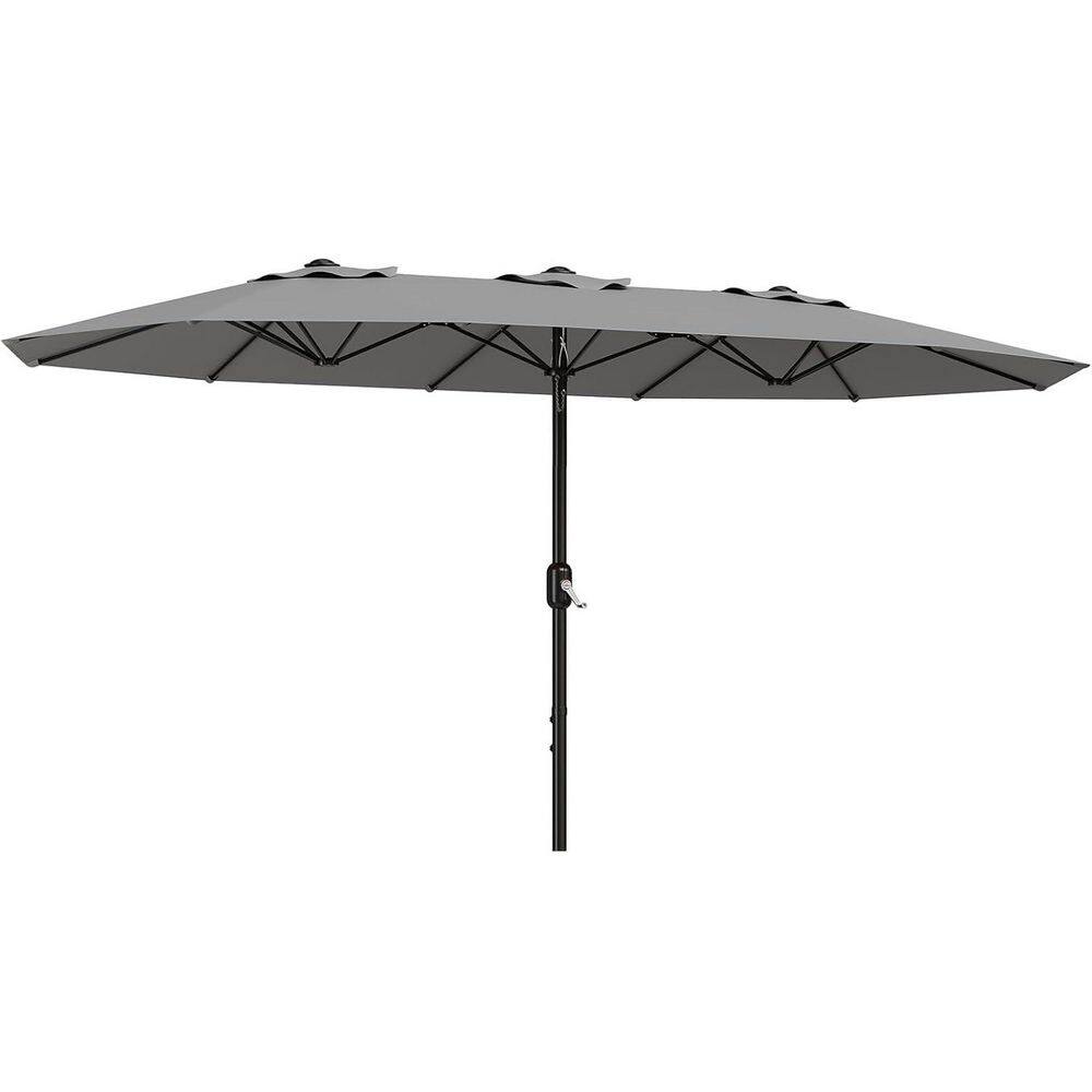 15 ft. Rectangular Outdoor Double-Sided Market Patio Umbrella with Crank Lift & Base in Grey price history on PriceWatchPro
