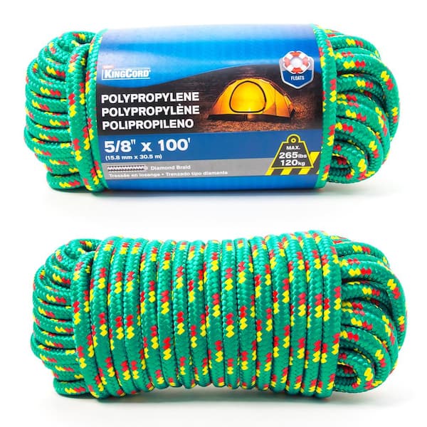 5/8 in. x 100 ft. Diamond Braid Polypropylene Rope 2 Assorted Colors