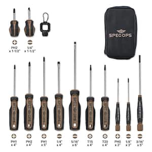 Screwdriver Set, 5 Phillips, 5 Slotted, 2 Torx, Magentic Tip, 3% Donated to Veterans (12-Piece)