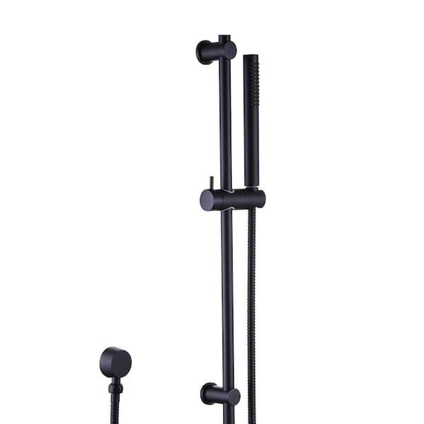 waterpar 1-Spray 8.5 in. Handheld Shower Head with 23.6 in. Slide Bar in Matte Black
