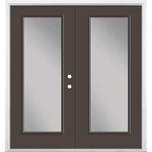 72 in. x 80 in. Willow Wood Steel Prehung Left-Hand Inswing Full Lite Clear Glass Patio Door with Brickmold, Vinyl Frame
