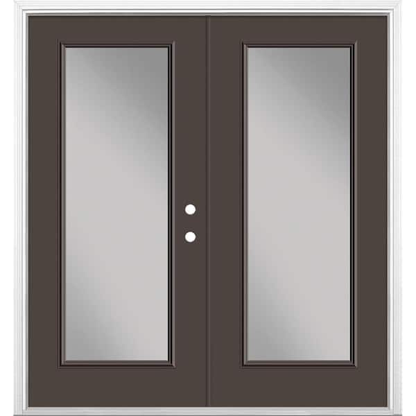Masonite 72 in. x 80 in. Willow Wood Steel Prehung Left-Hand Inswing Full Lite Clear Glass Patio Door with Brickmold, Vinyl Frame