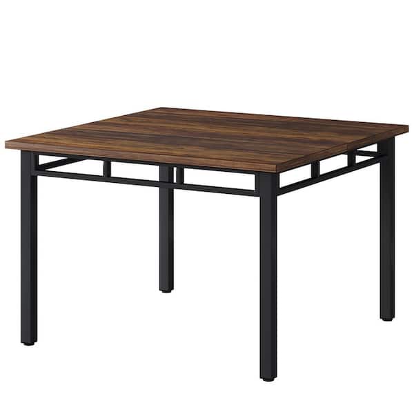 BYBLIGHT Roesler Rustic Brown Wood Square 39.37 in. 4 Legs Dining Table for 4 Seating for Dining Room