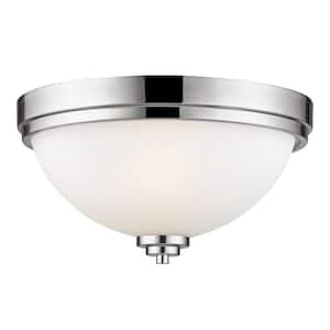 40 in. 5-Light Chrome Flush Mount with Matte Opal Shade